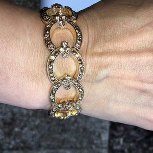 Vintage Monet Canary Crystal Bracelet and Earrings Set NEW!